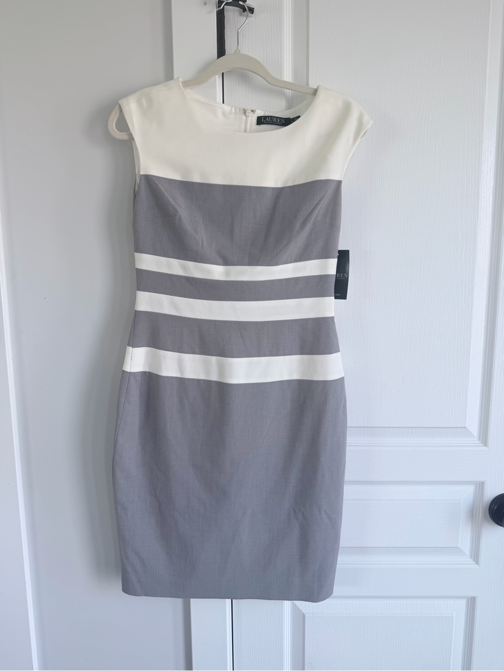 Lauren Ralph Lauren Gray and White Dress